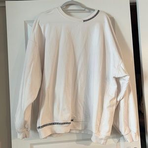 Daily Drills White Sweatshirt with Black Stitching